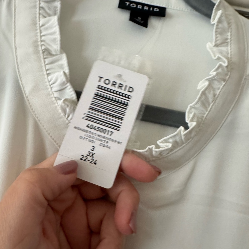 Torrid Ivory Ruffled Neck Blouse - Picture 2 of 6